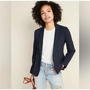 Old Navy Ponte Knit Fitted Blazer, Navy Blue, Womens Small